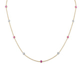 Diamond and Hot Pink Sapphire By The Yard Necklace